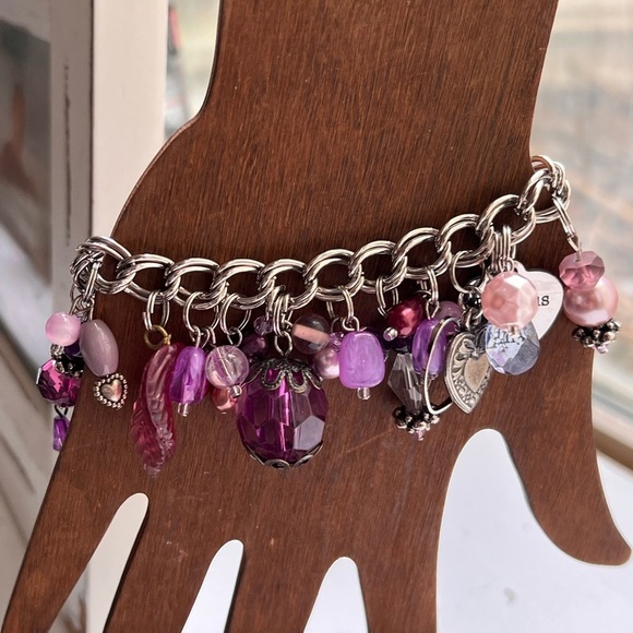 Hand made charm bracelet purple silver 50th Birthday fifty and fabulous - Picture 6 of 11